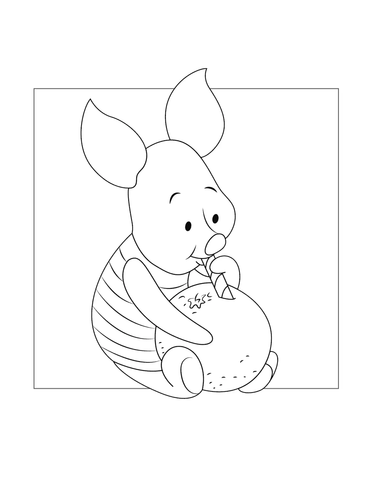 Piglet Drinking Orange Juice Coloring Page