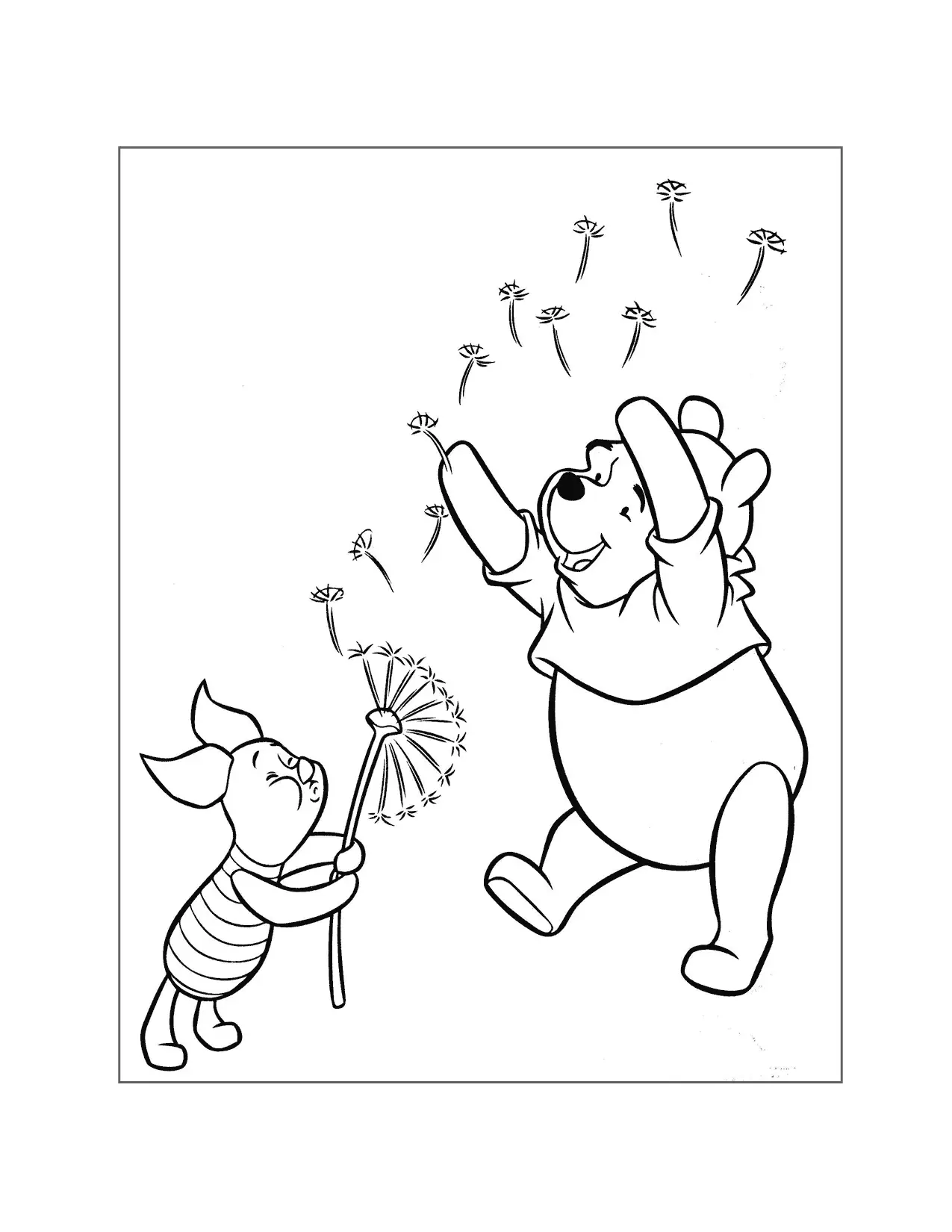 Piglet Blows A Dandelion Coloring Page