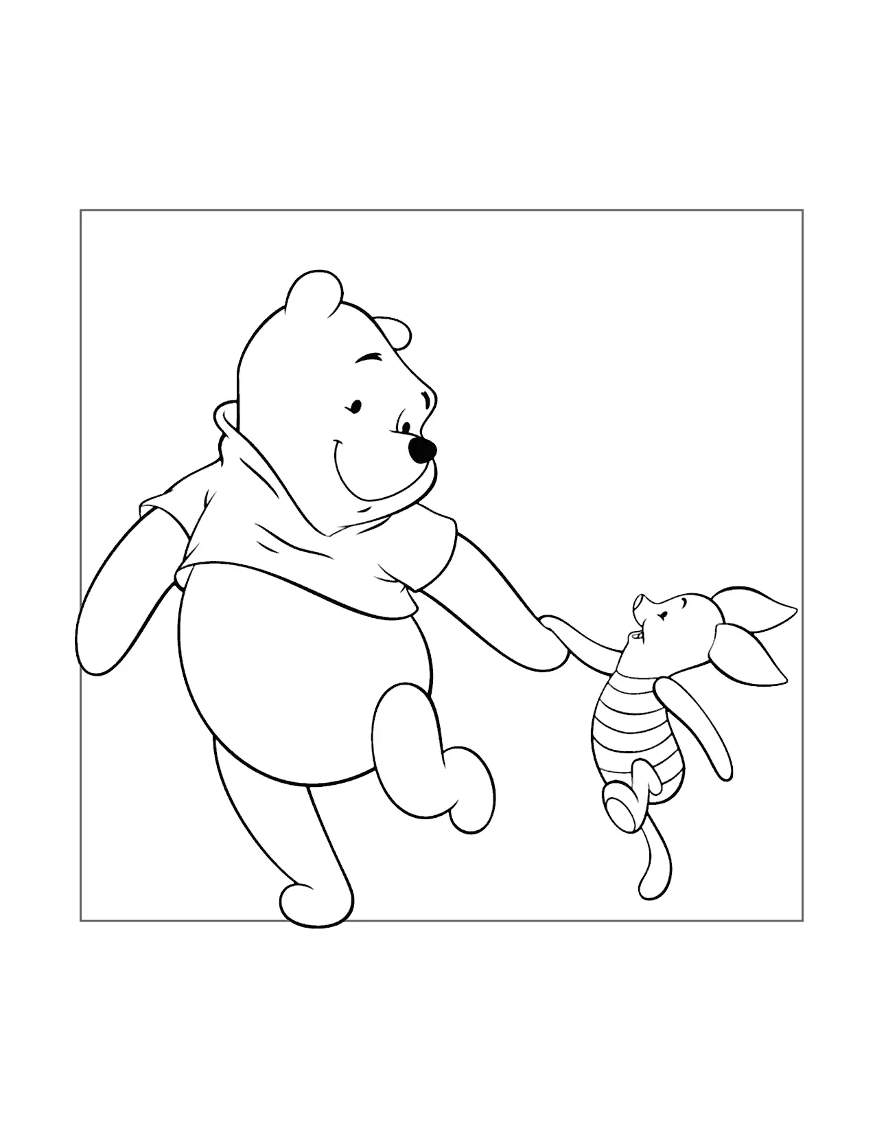 Happy Pooh And Piglet Coloring Page