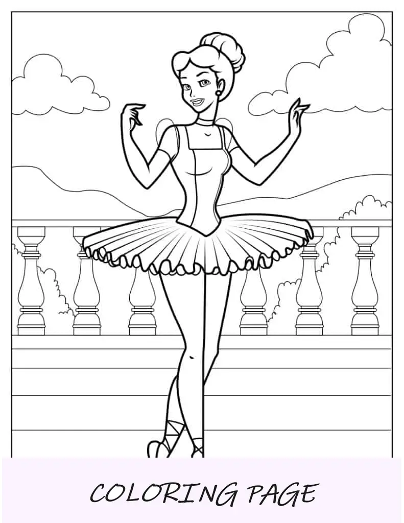 Pagina da colorare della ballerina di Cenerentola