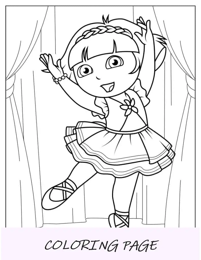 Dora come ballerina da colorare