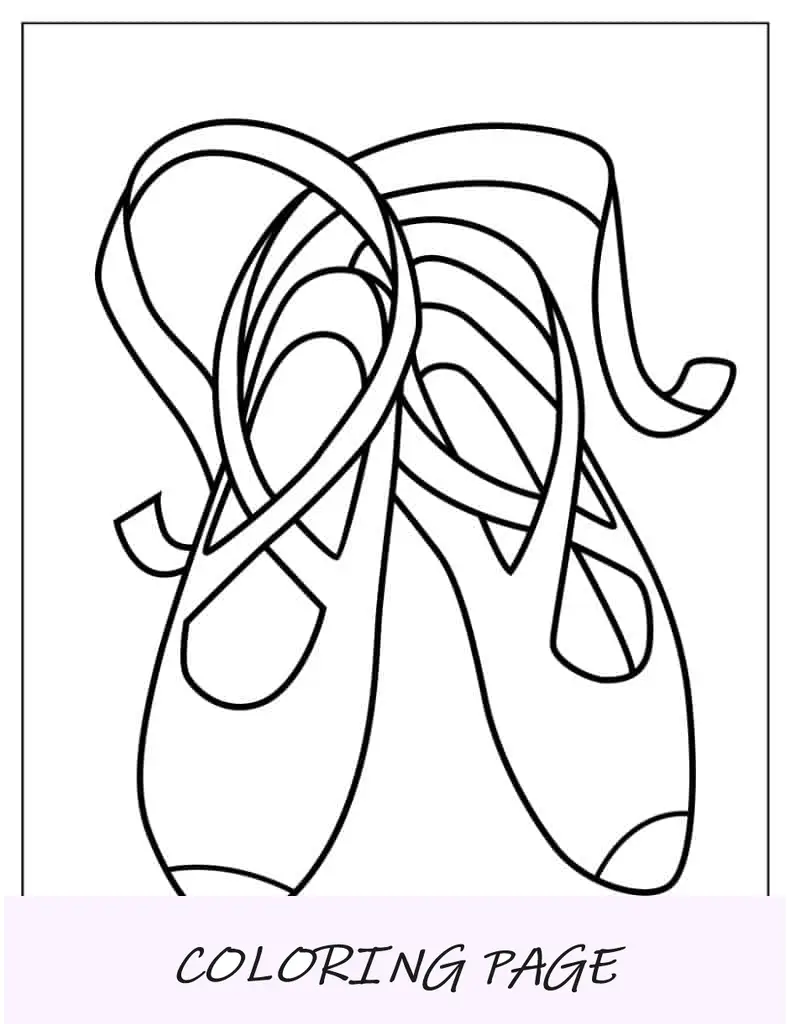 Foglio da colorare di scarpe da ballo ballerina