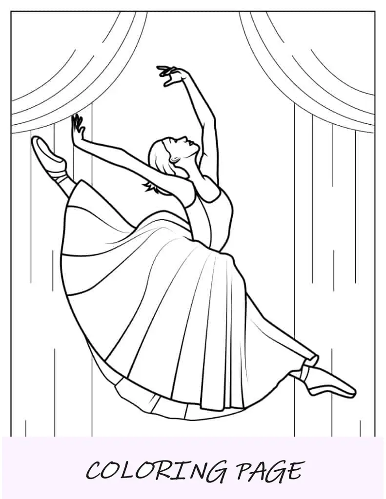 Ballerina che salta nell'aria da colorare