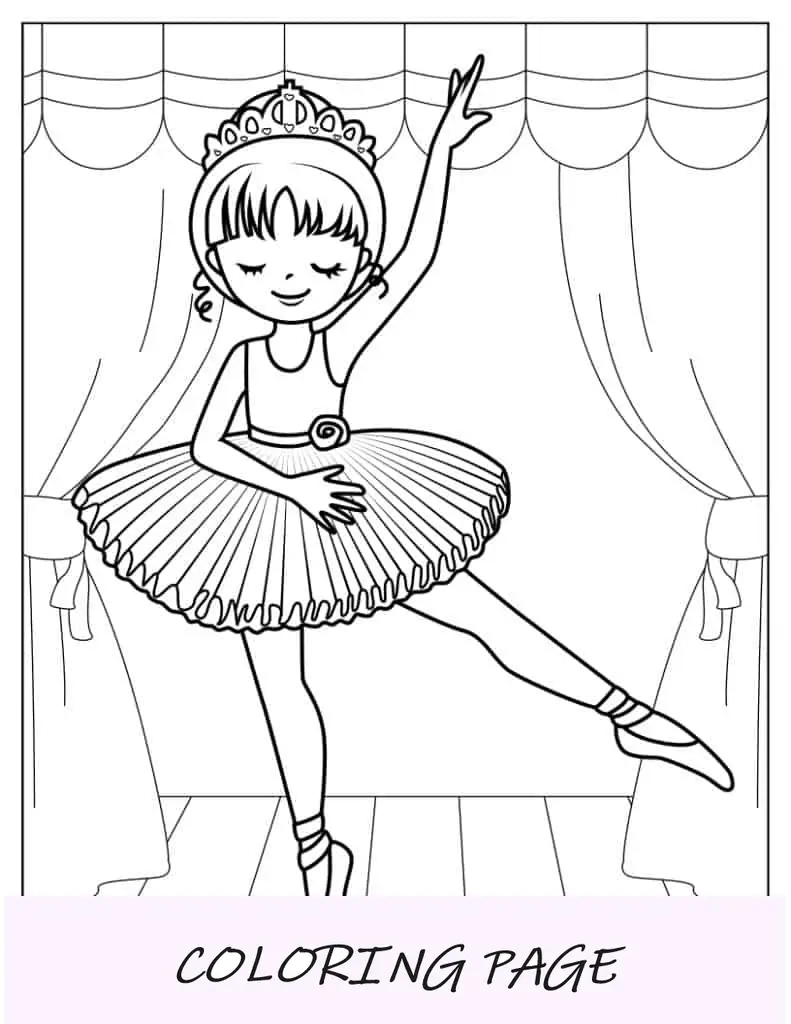 Ballerina carina che balla in studio da colorare
