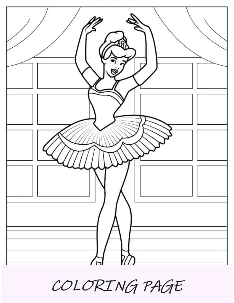 Pagina da colorare di Cenerentola come ballerina