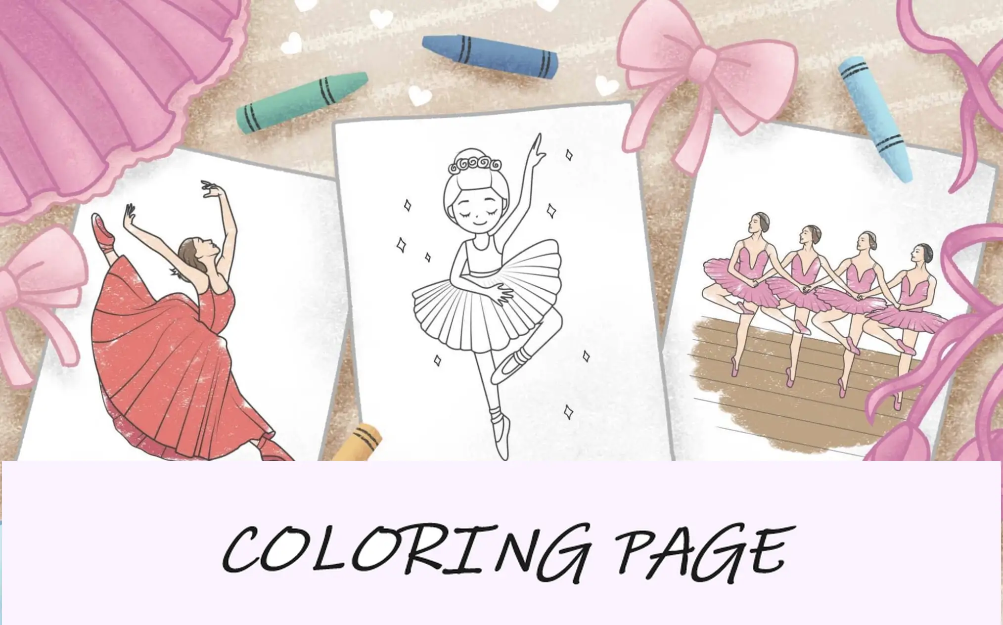 Le pagine da colorare di ballerina presentano immagini