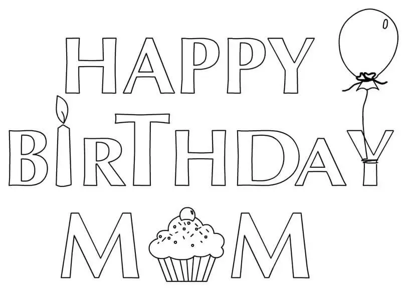 Happy Birthday Coloring Pages For Mom