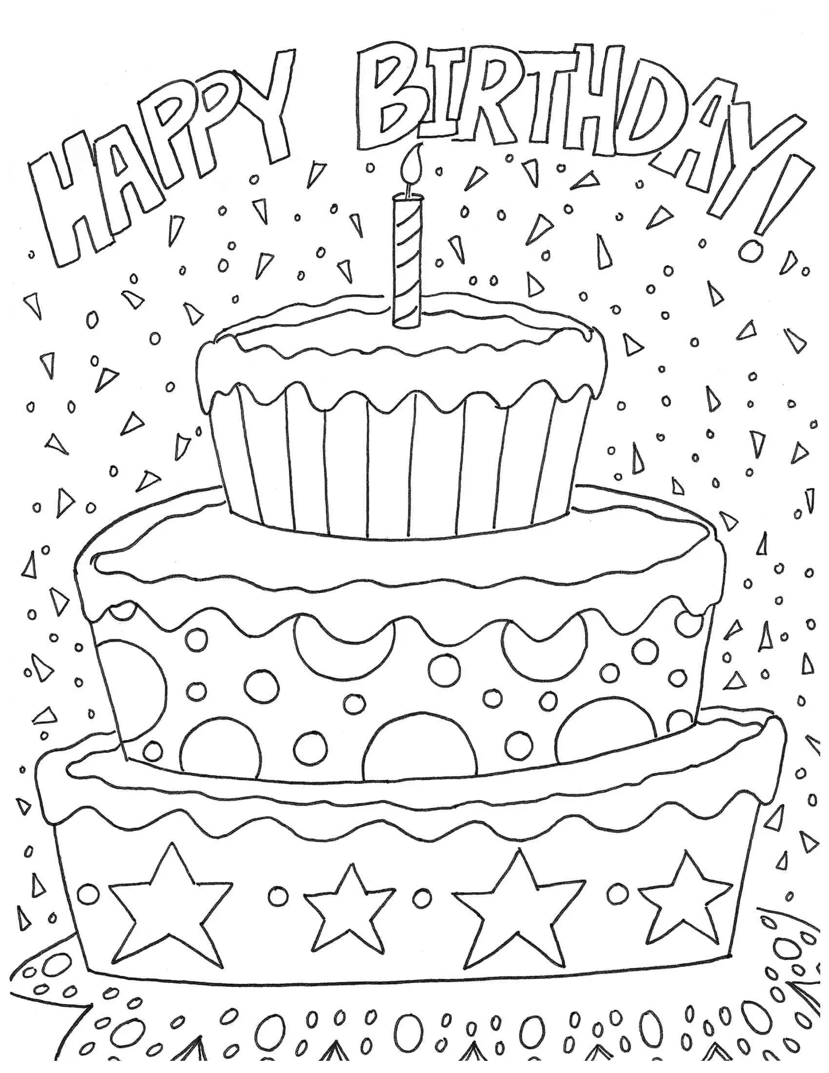 Birthday Cake Coloring Pages Free