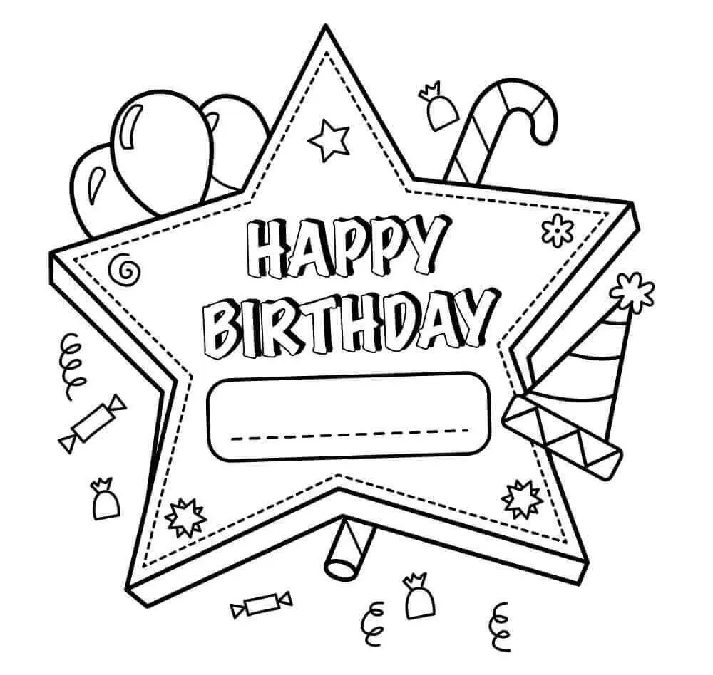 Happy Birthday Card Coloring Page