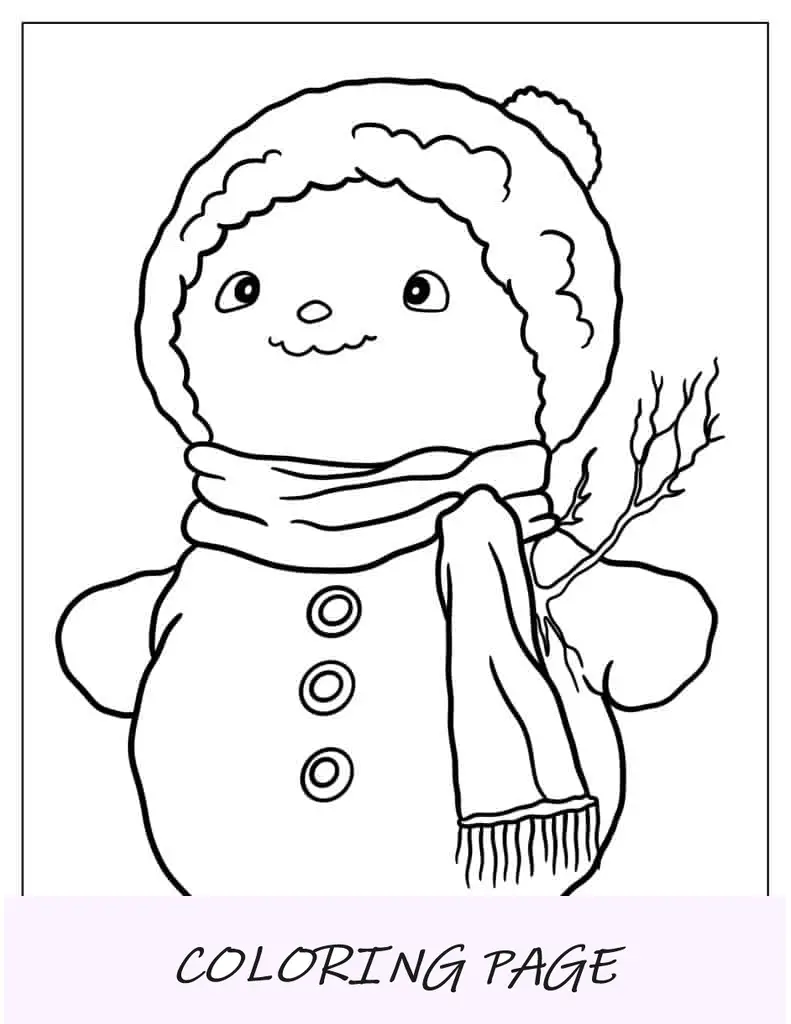 Boneco de neve frio usando um lenço e gorro na neve