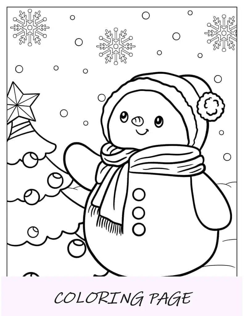 Página para colorir de um boneco de neve no globo de neve