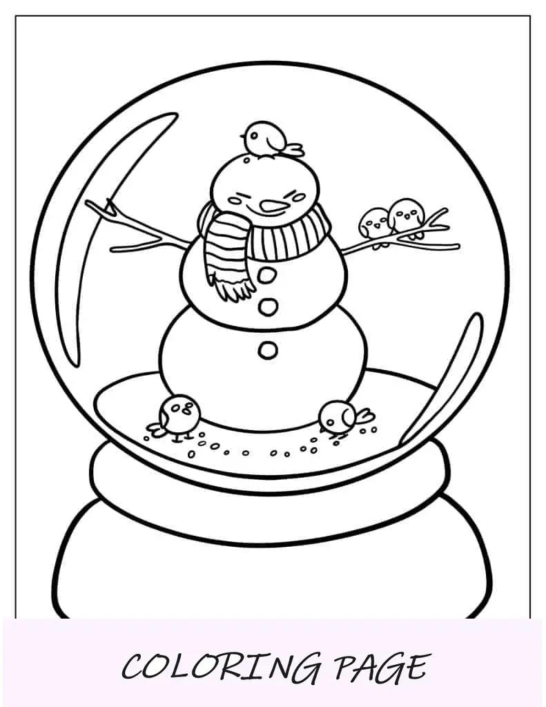 Página para colorir de uma mandala de boneco de neve