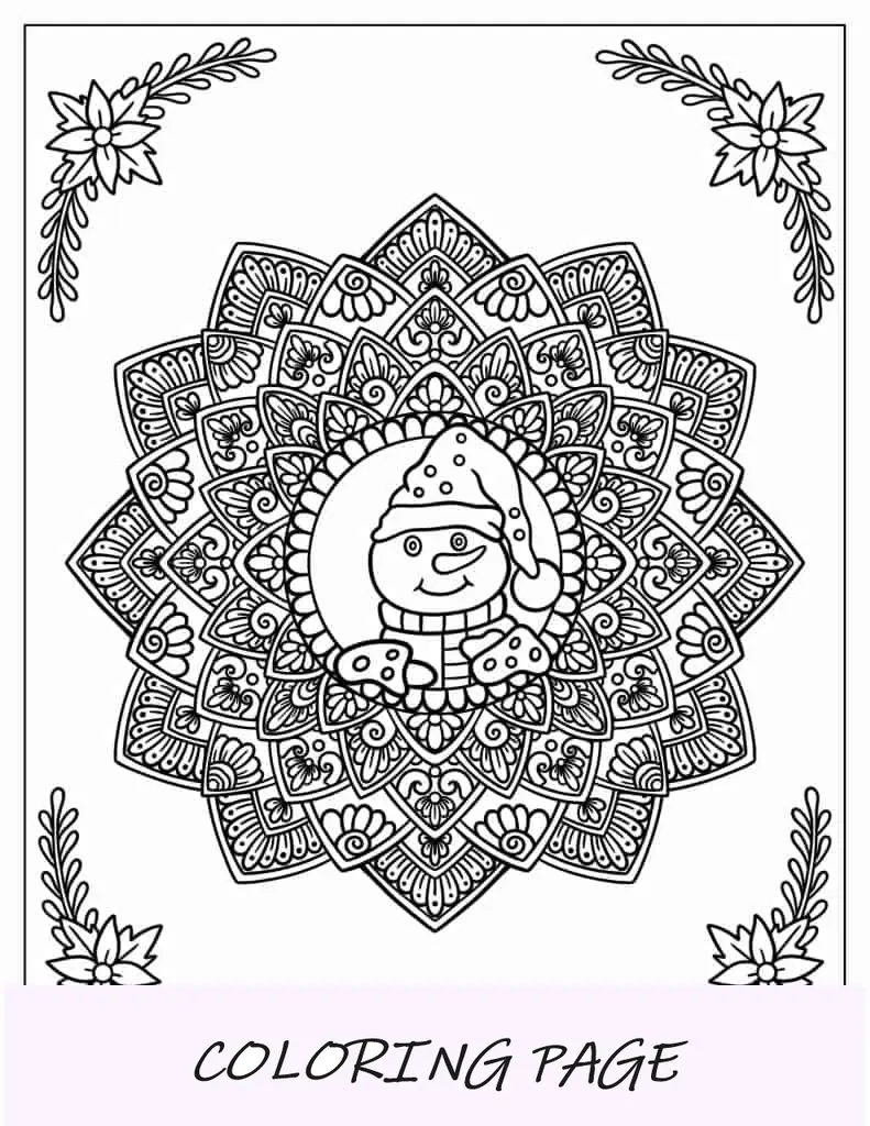 Página para colorir de Papai Noel e boneco de neve para colorir
