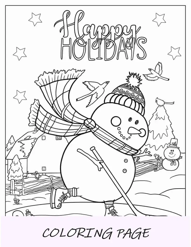 Folha para colorir de Frosty, o boneco de neve
