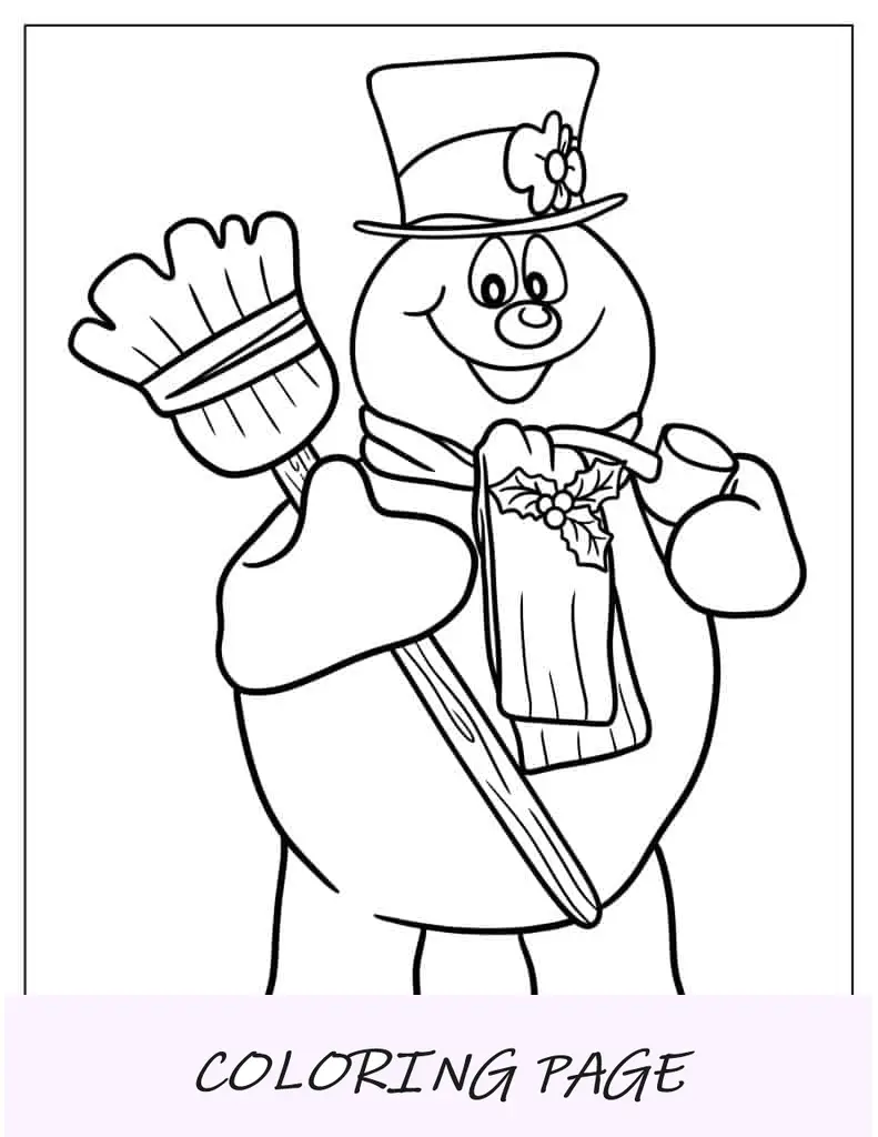 Página para colorir de boneco de neve de bebê fofo