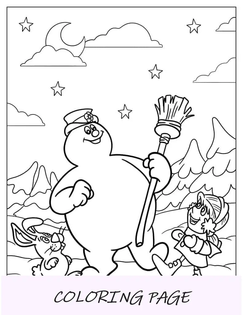 Boas festas boneco de neve para colorir