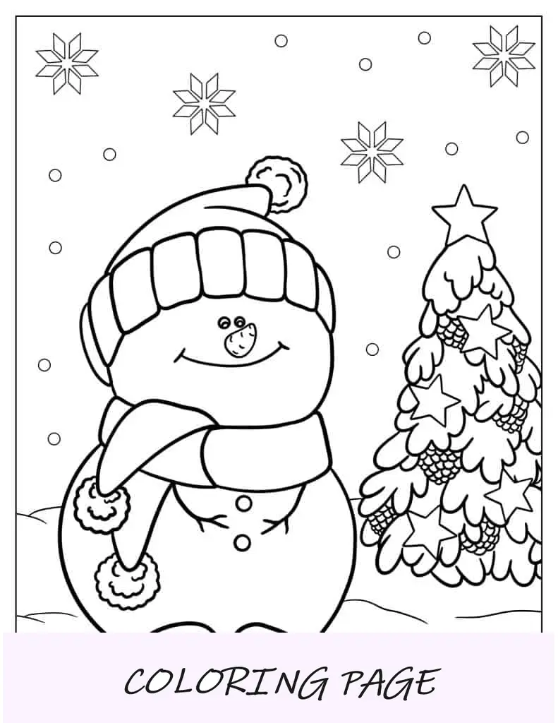 Boneco de neve alegre para colorir