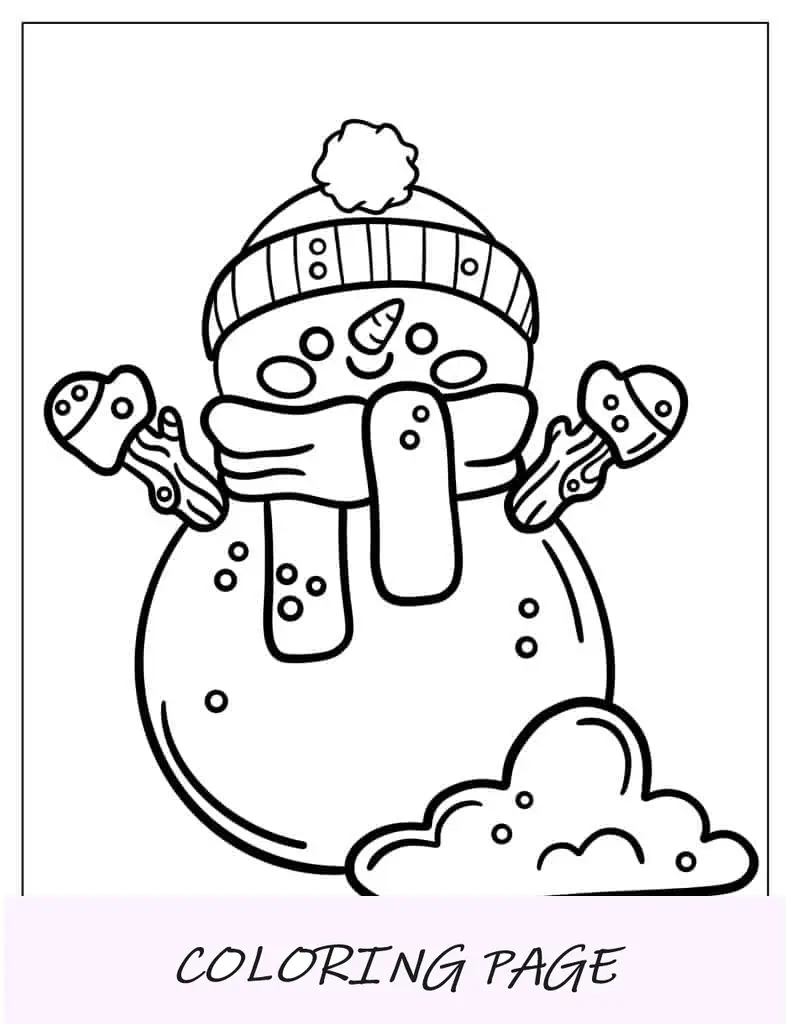 Crianças decorando um boneco de neve para colorir