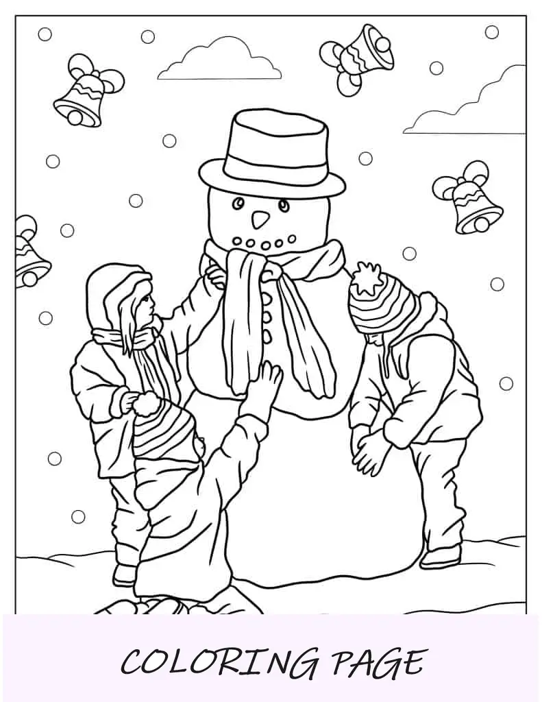 Boneco de neve realista para colorir para crianças em idade pré-escolar