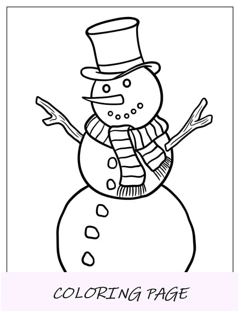 Papai Noel e boneco de neve para colorir com enfeites e presentes
