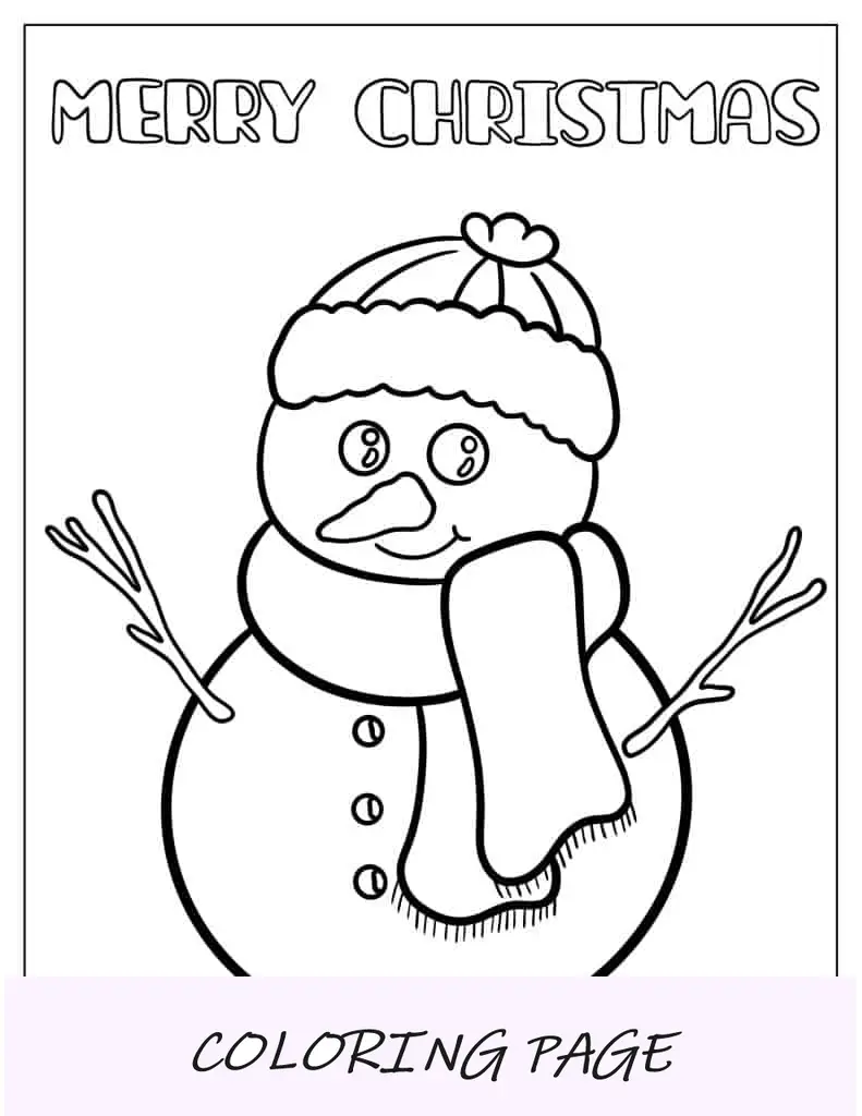 Boneco de neve simples de colorir com Papai Noel chegando