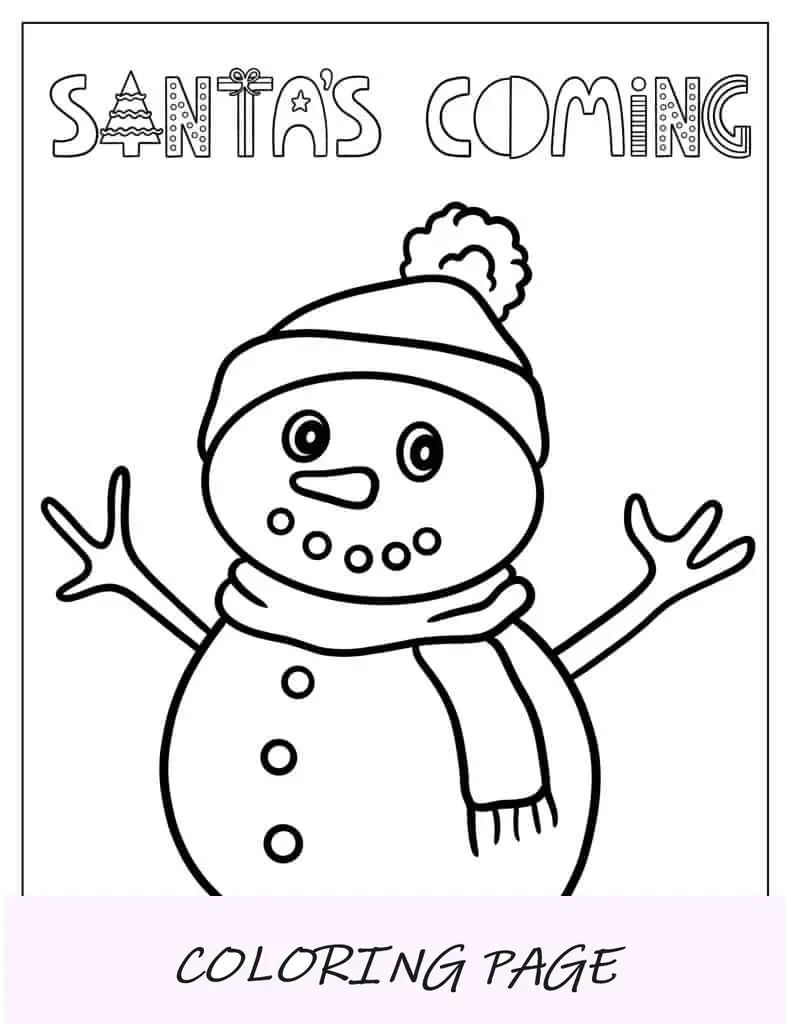 Boneco de neve sorridente com vida selvagem para colorir