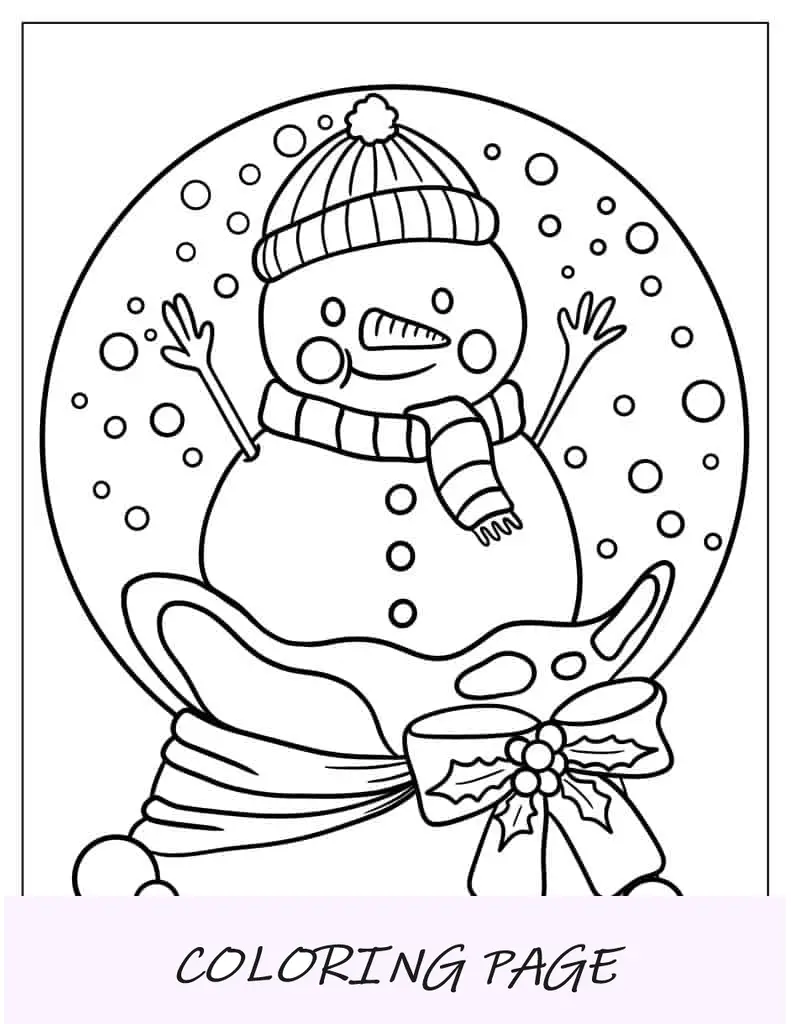 Enfeite de Natal de boneco de neve para colorir