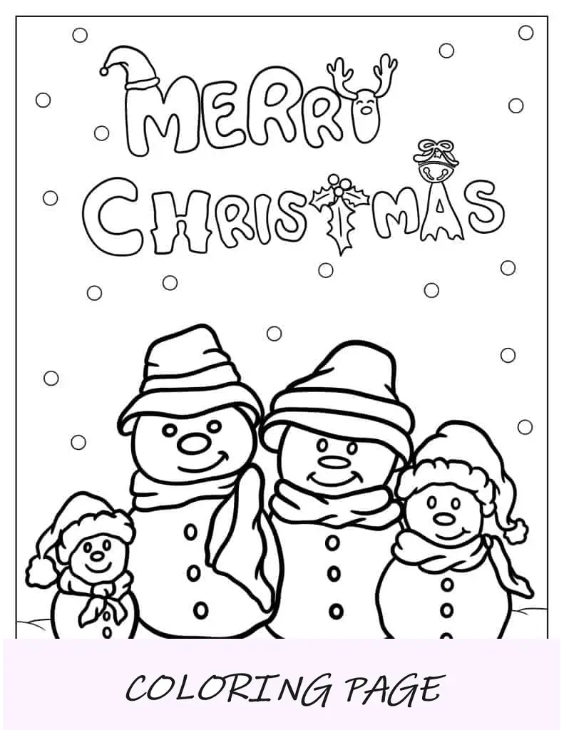 Folha para colorir de menina boneco de neve para crianças