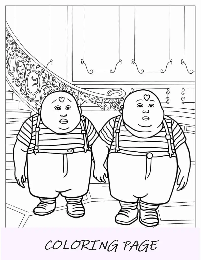 Página para colorir de personagens de Tweedledum