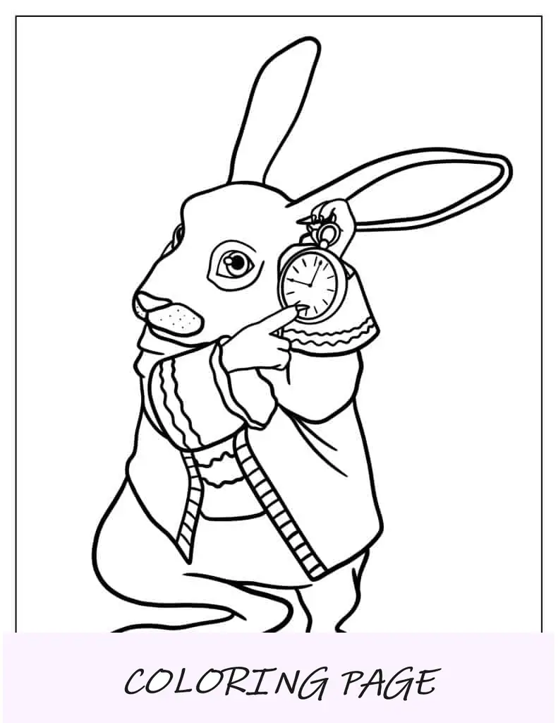 Página para colorir fácil de coelho branco para crianças