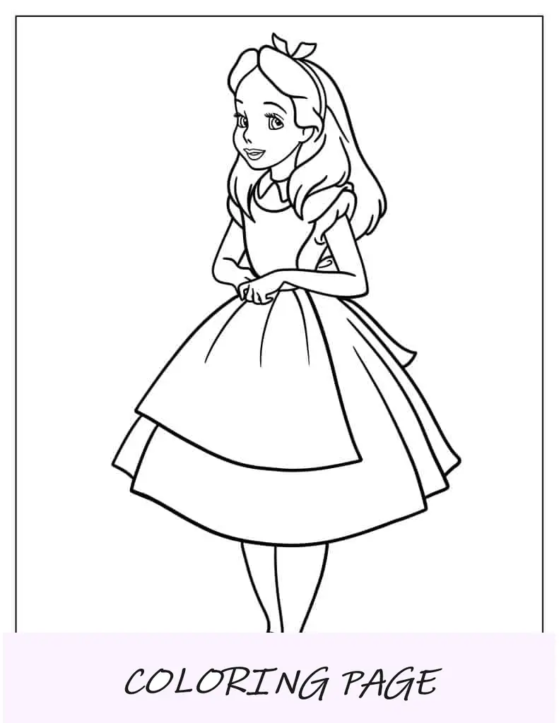Esboço fácil de Alice para colorir