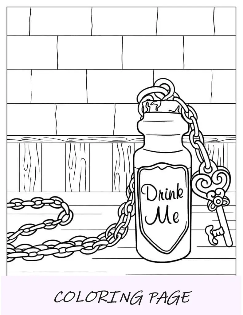 Poção de Alice no País das Maravilhas para colorir