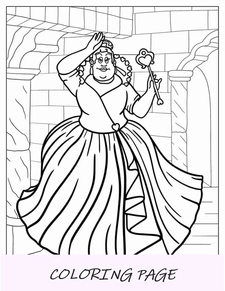 Página para colorir da rainha vermelha