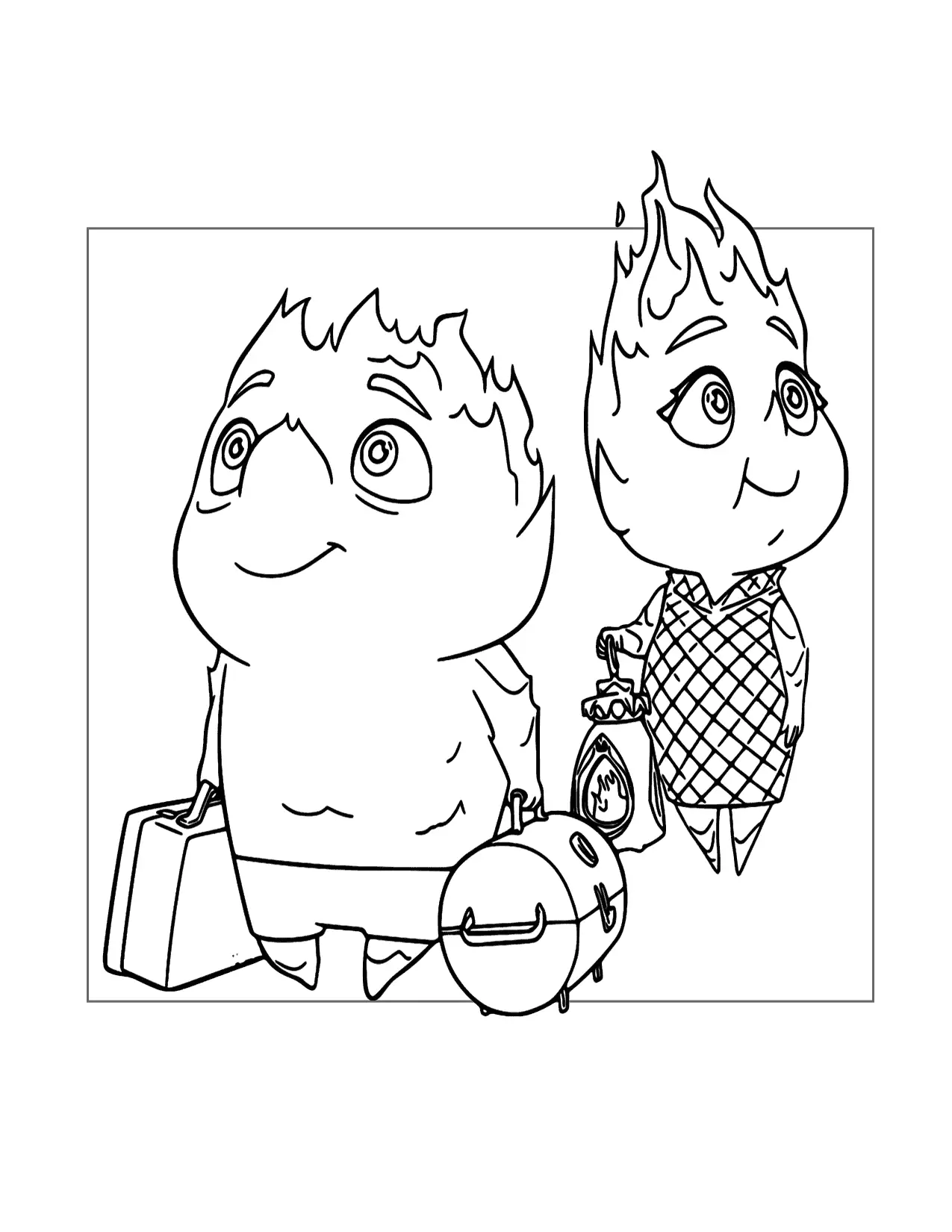 Bernie And Cinder Embers Parents Elemental Coloring Page