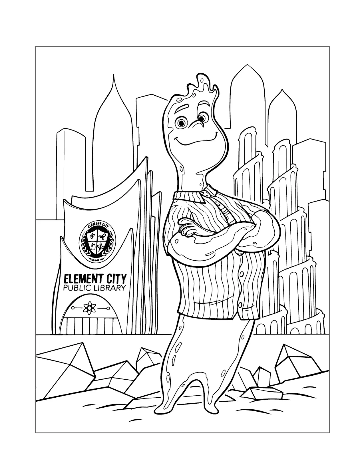 Wade At The Element City Library Coloring Page