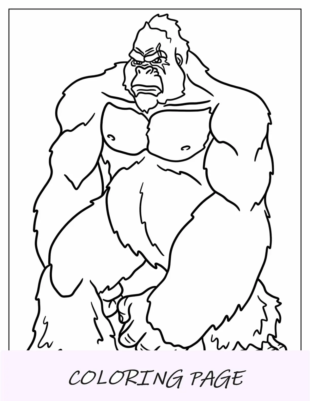 Semplice pagina da colorare di King Kong con cicatrici per bambini