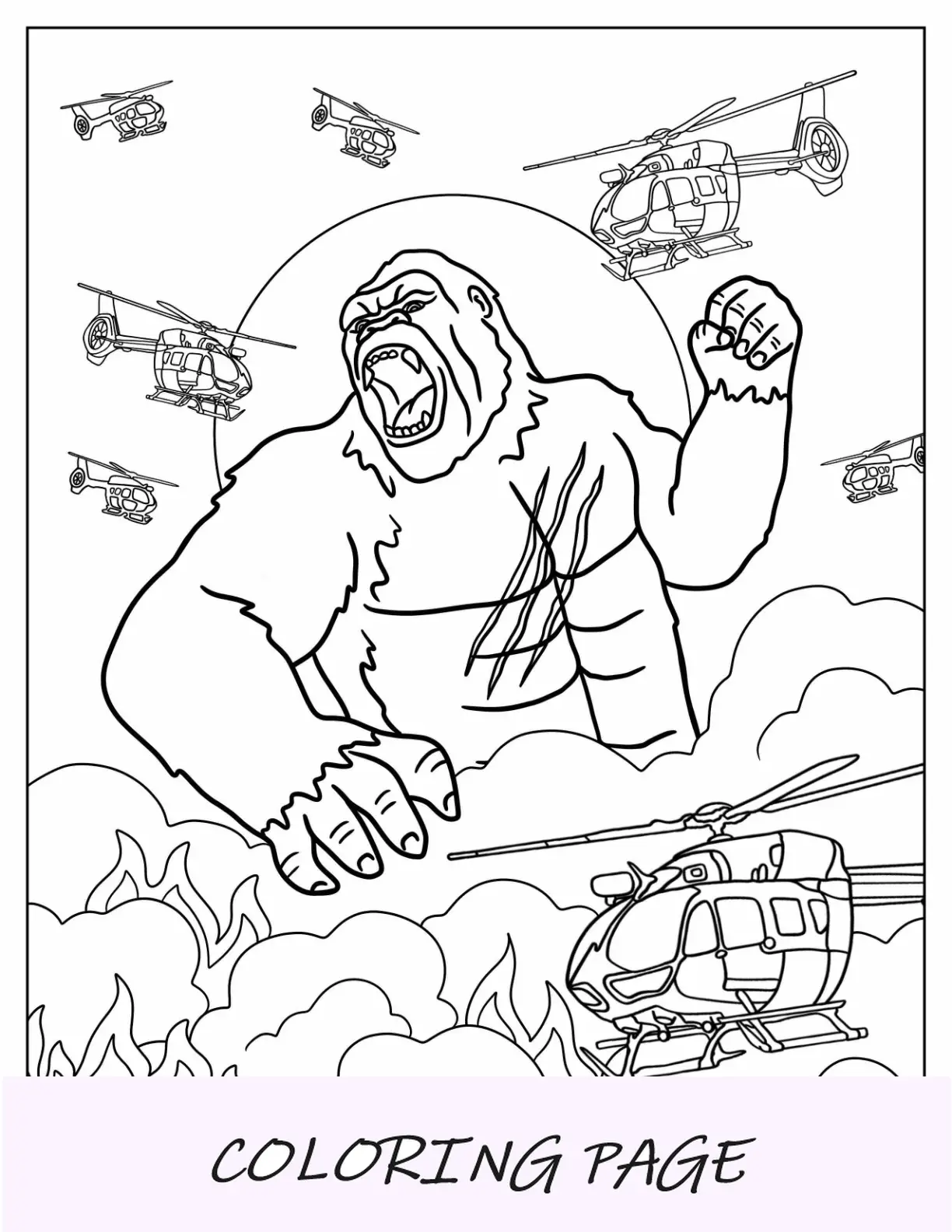 King Kong da colorare elicotteri da combattimento
