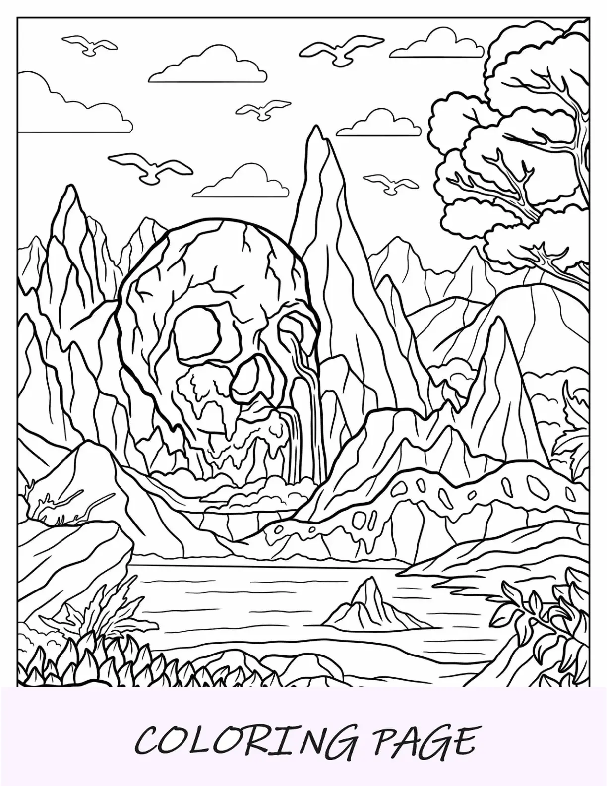 Pagina da colorare dettagliata di King Kong Skull Island