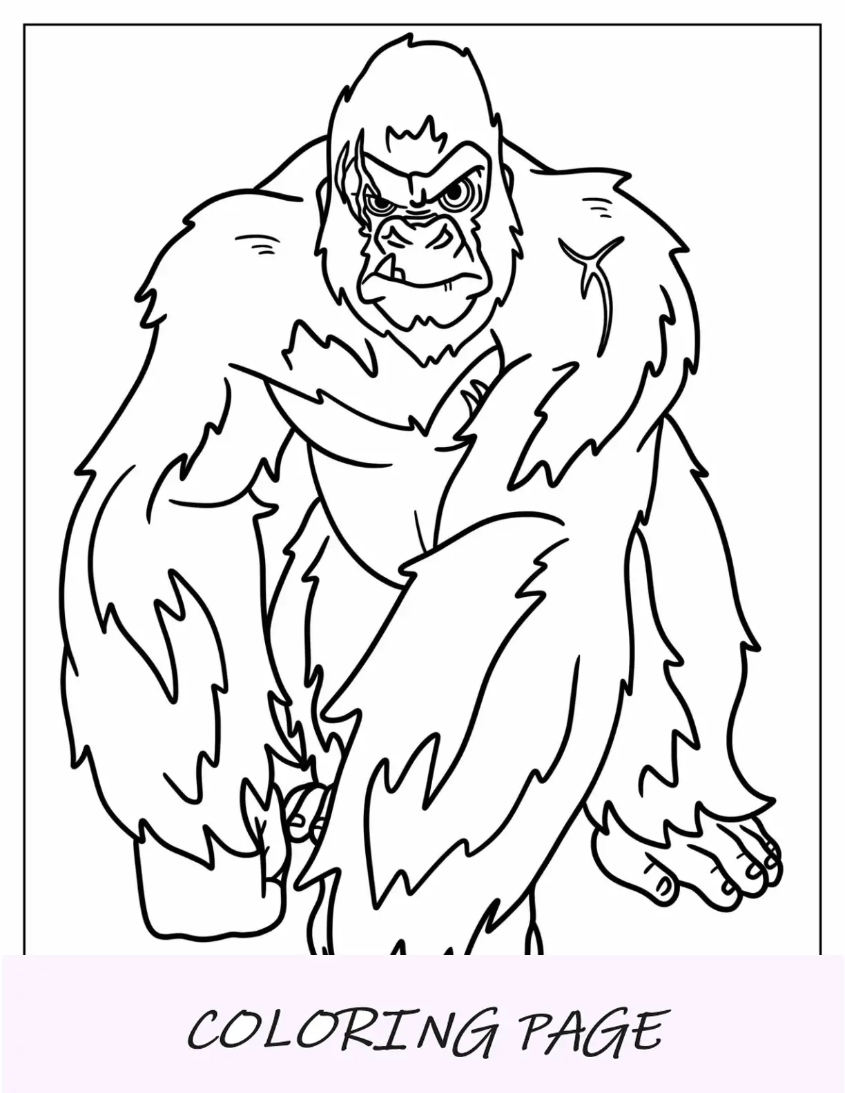 Semplice pagina da colorare di King Kong per bambini