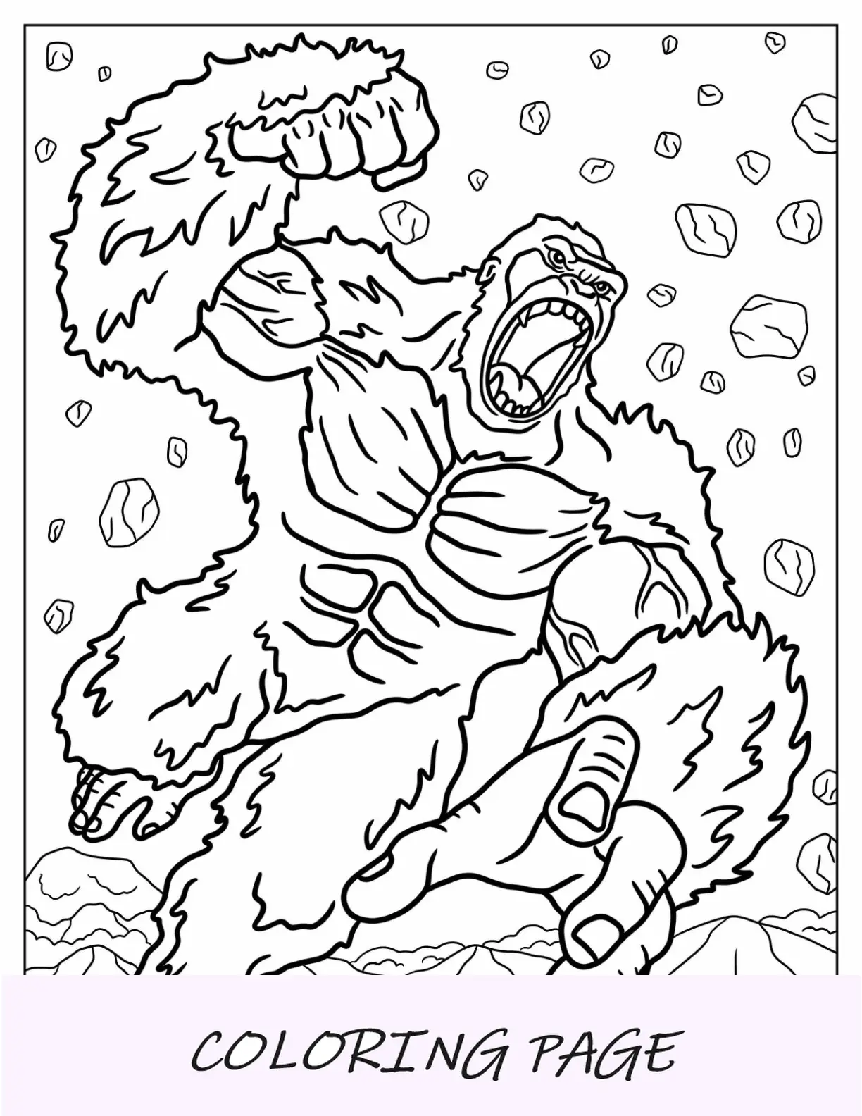 King Kong da colorare pagina in esecuzione