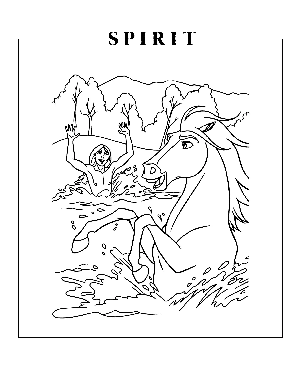Spirit And Little Creek In The Water Coloring Page