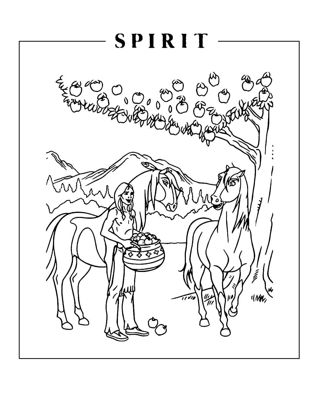 Spirit Under Apple Tree Coloring Page