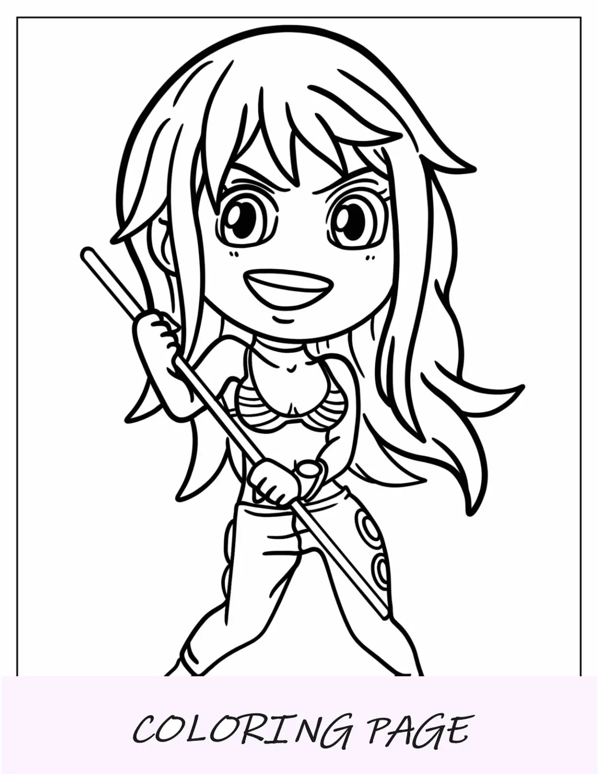 Página para colorear de One Piece de la linda Chibi Nami