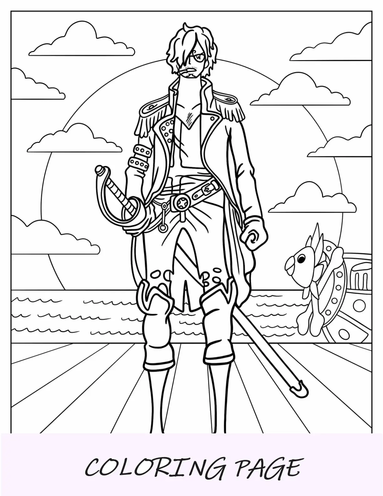Página para colorear de One Piece de Vinsmoke Sanji