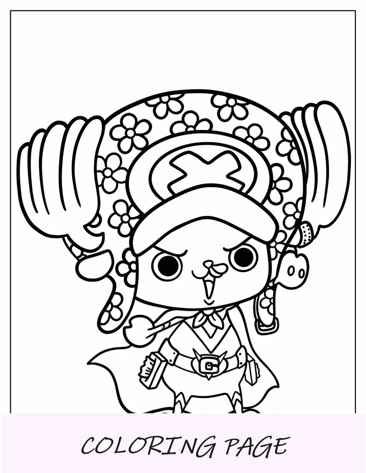 Página para colorear de One Piece de Tony Tony Chopper para niños en edad preescolar