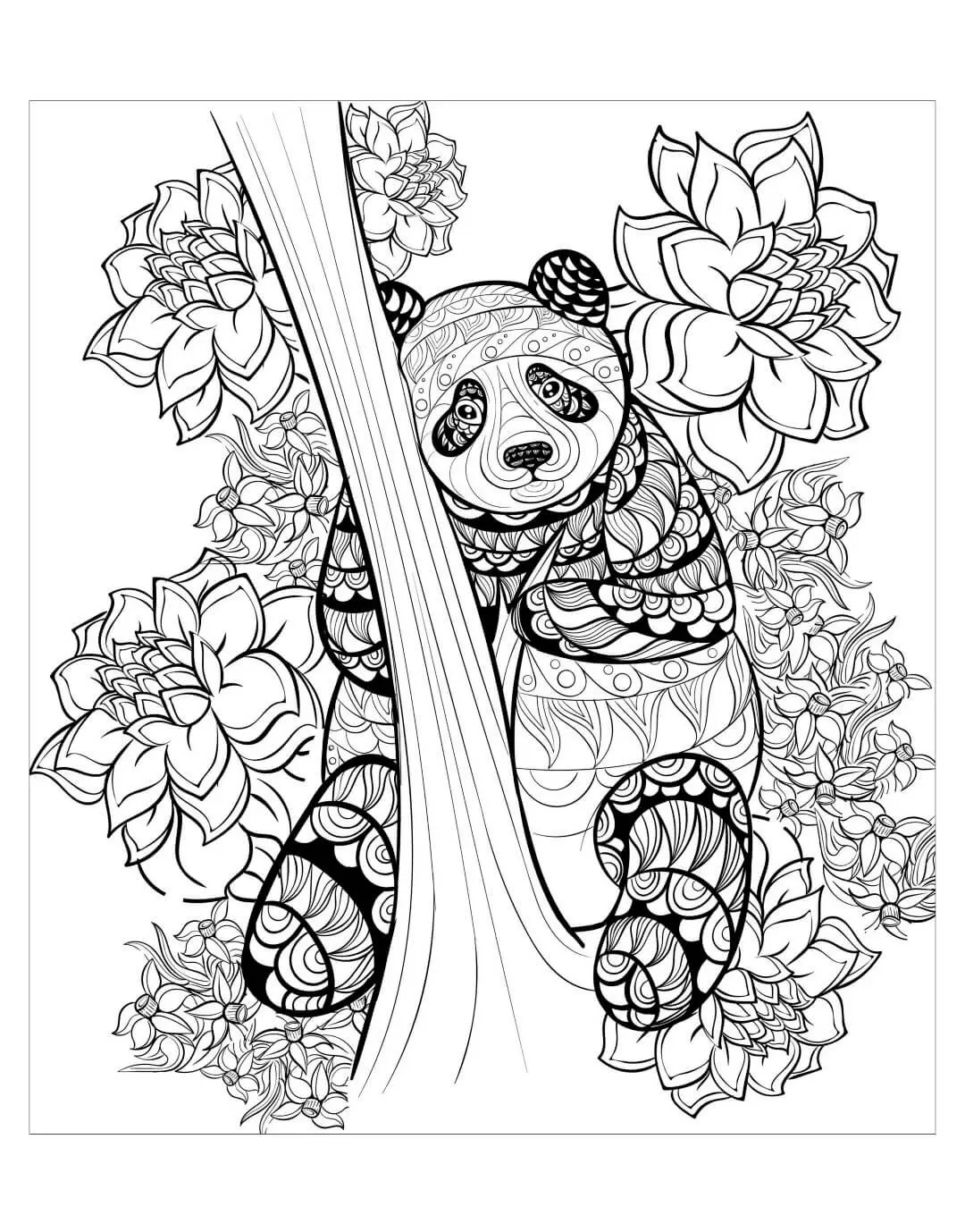 Panda In Tree Coloring Page
