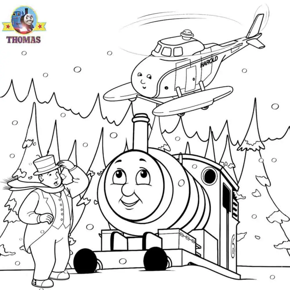 Thomas And Harold Coloring Page