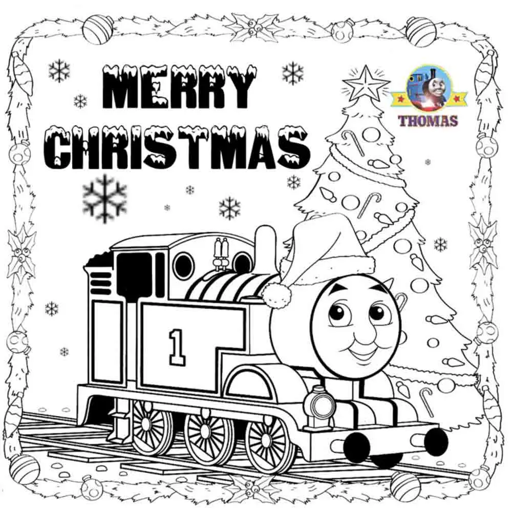 Merry Christmas Thomas Coloring Page