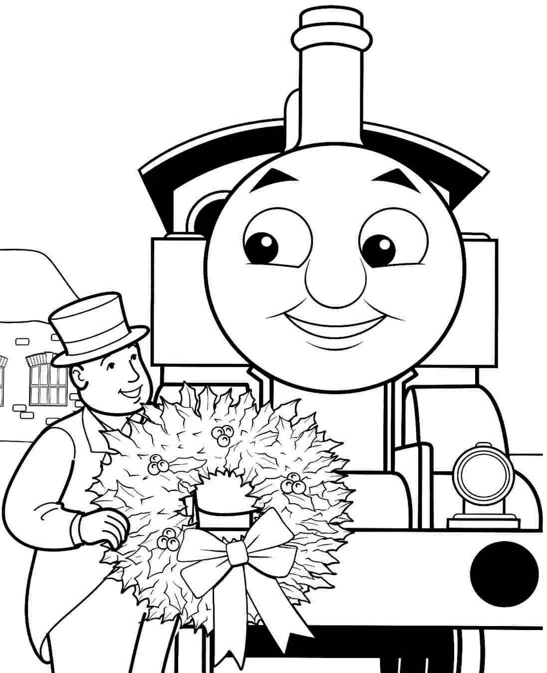 Christmas Thomas Coloring Page