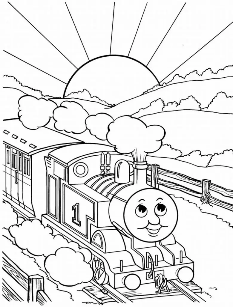 Thomas Sees The Sun Coloring Page
